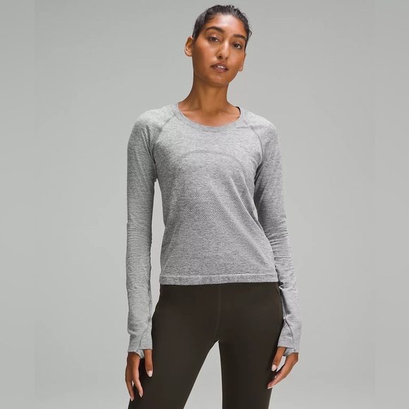Lululemon Swiftly Tech Long-Sleeve Shirt 2.0 Waist Length - Slate/White - Size 6 - Picture 1 of 10